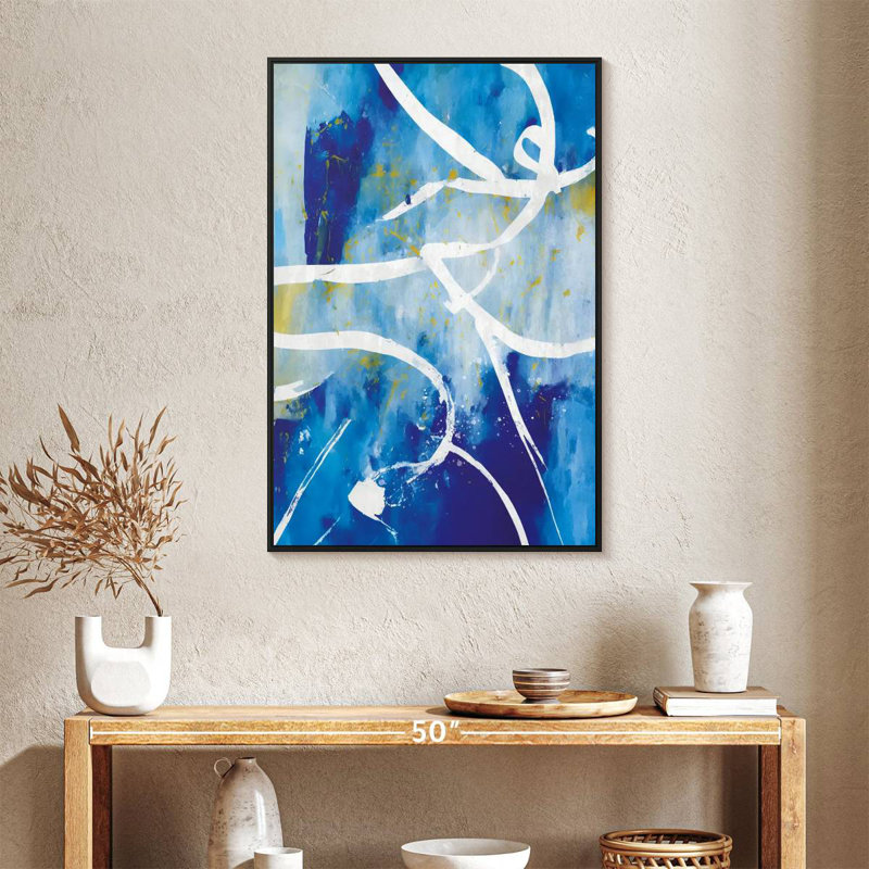 Walley White Gold Splatter, 25" X 37", Floating Frame Black