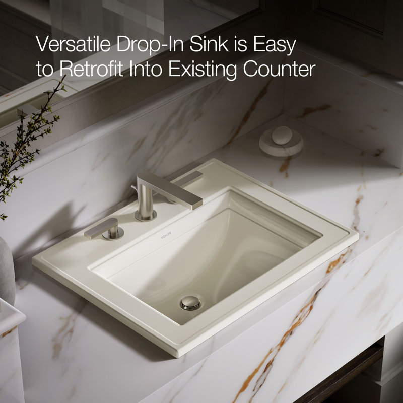 Memoirs® Stately Drop-in Bathroom Sink, Biscuit, 8" Centers