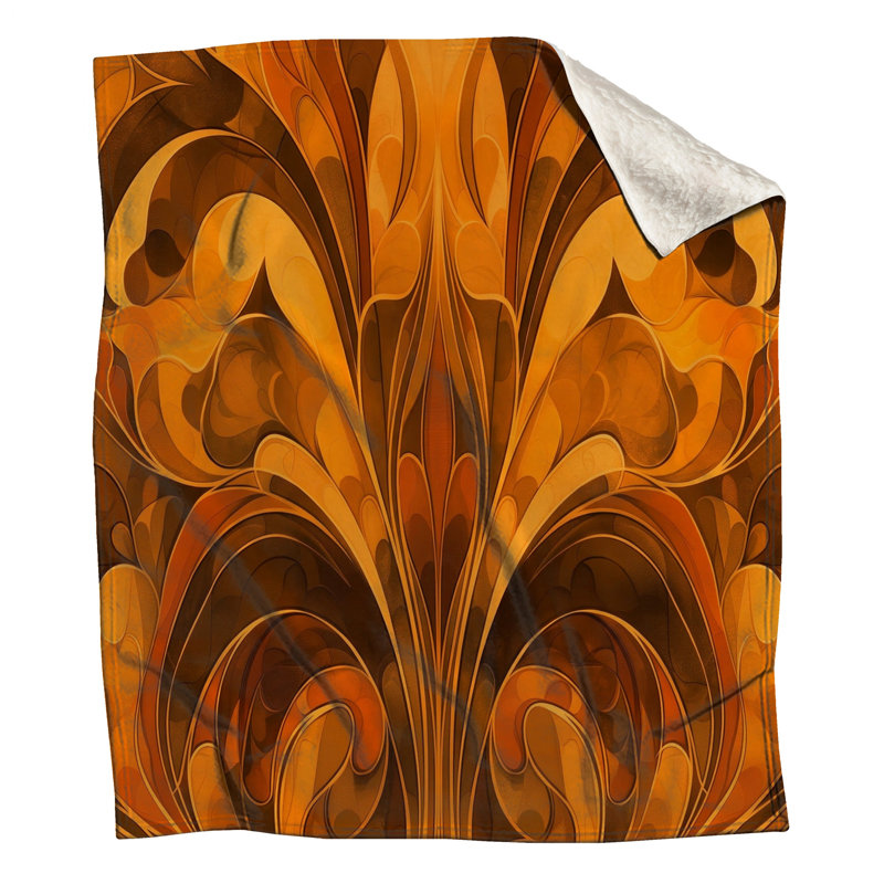 Couvertures à motif abstrait orange et brun, L 50 po x H 60 po