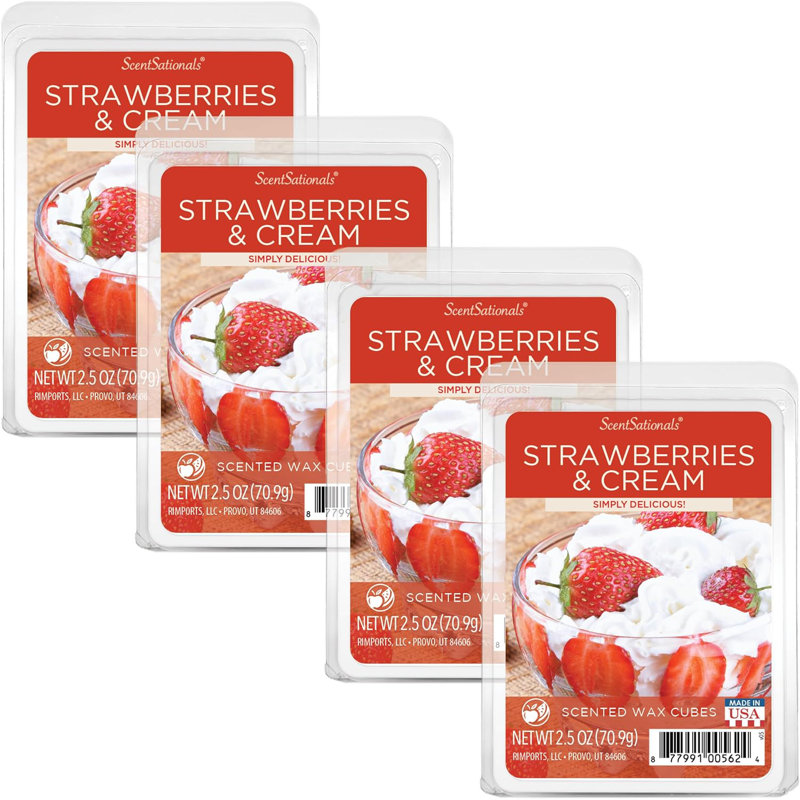 Collection de fond de cire ScentSationals 4PK, Fraises et crème
