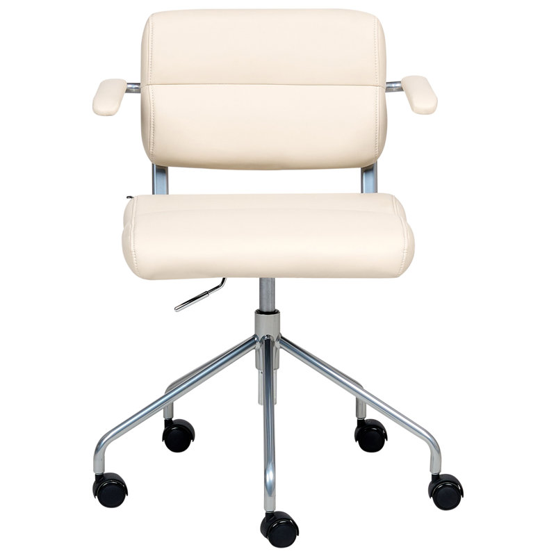 Desk Chair Swivel Faux Leather, Off White