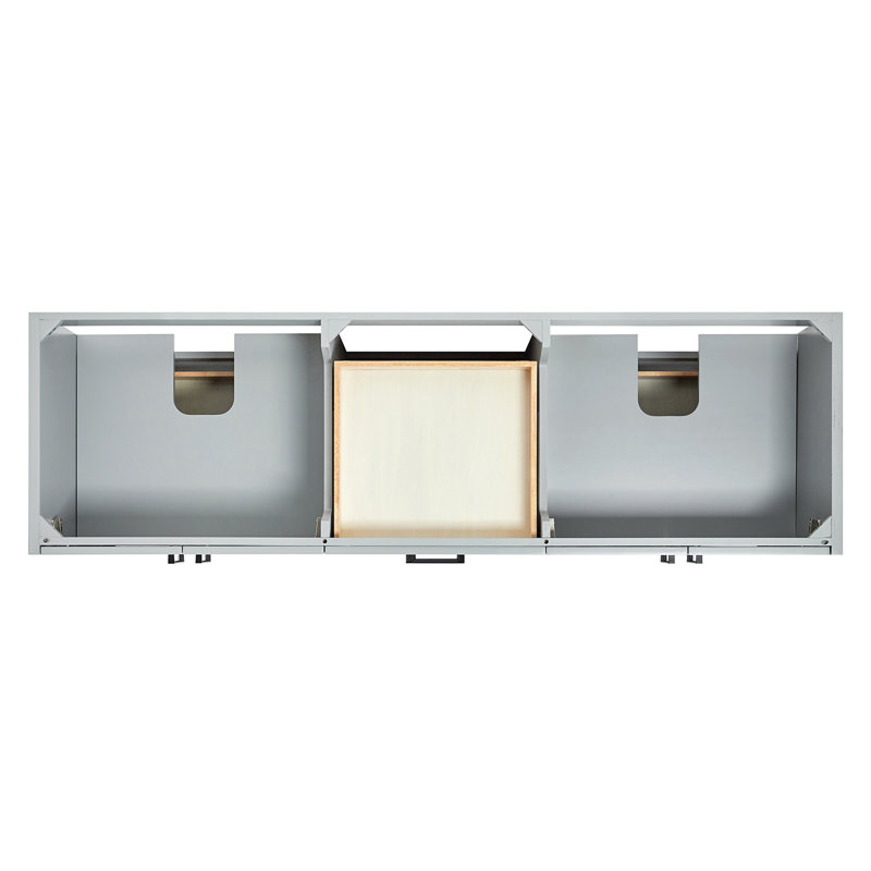 ARIEL Kelly 73 Double Sink Bathroom Vanity with Pure Quartz Top, Gray, Rectangular, Carrara White Quartz