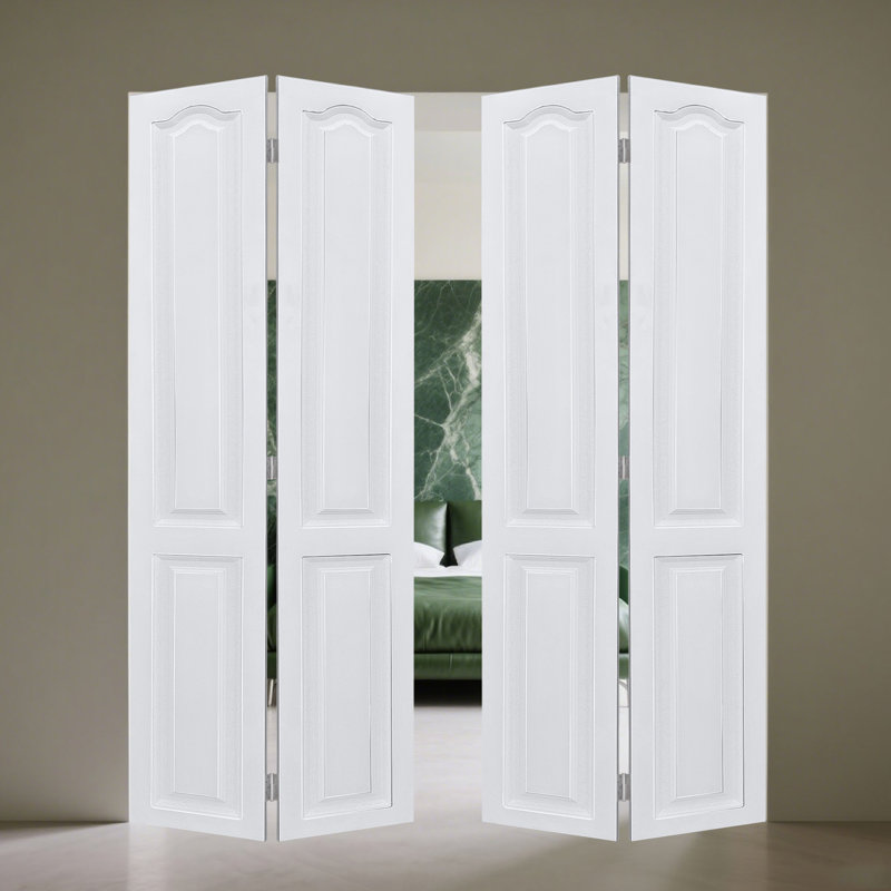 Porte moderne à double commande numérique par ordinateur. Porte pliante en vinyle à noyau solide avec quincaillerie