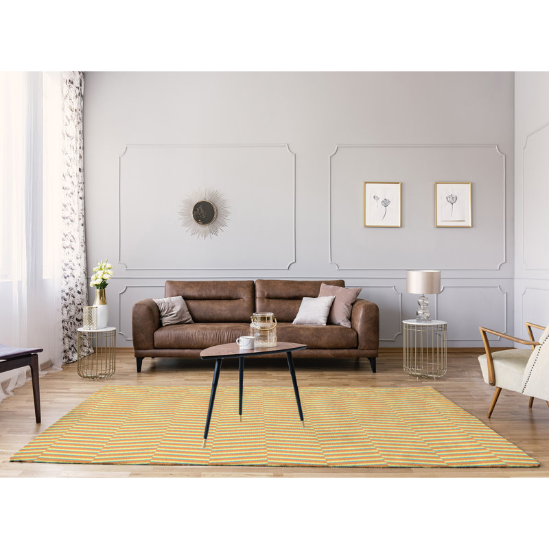 Tapis jaune lime rayures, Rectangle 8 pi x 10 pi