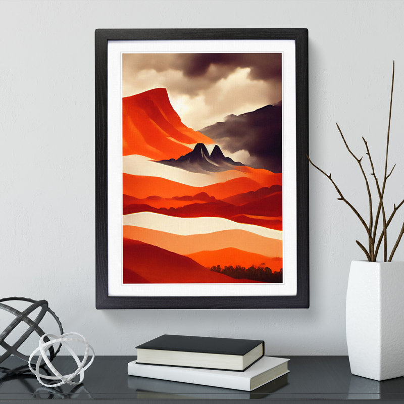 Mountain Landscape in Colour No.4 - Framed Print, Black, 46cm H x 34cm W x 2cm D