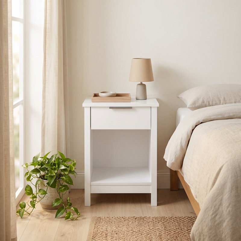 Table de chevet 1 tiroir, table de chevet avec tiroir et tablette ouverte de 15,7 po de largeur, petite table de bout pour la chambre à coucher