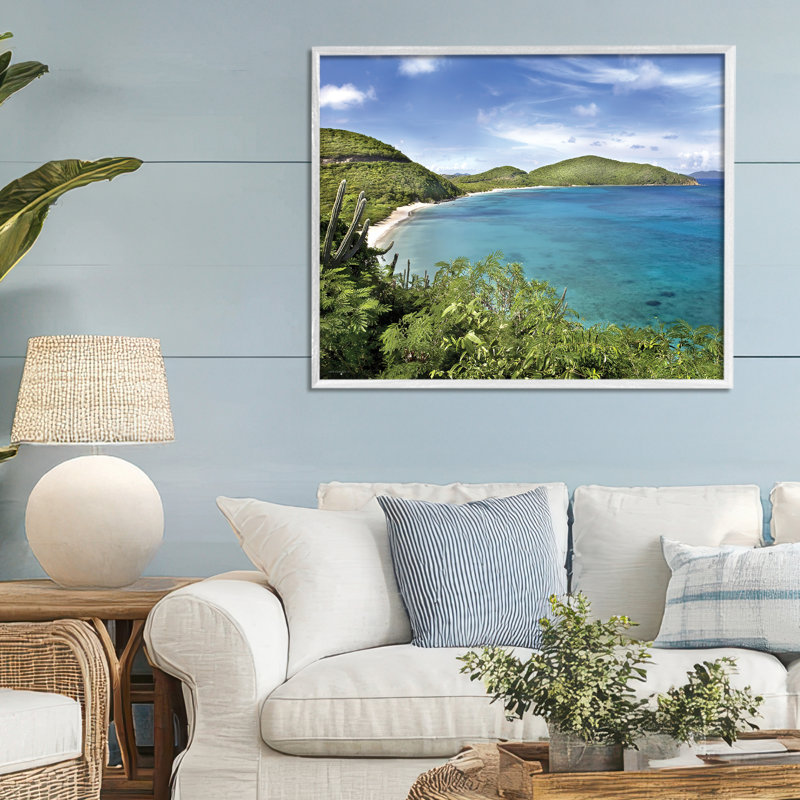 Giclée encadrée par Caribbean, H 24 po x l 30 po, Estampe numérique encadrée blanc bord de mer