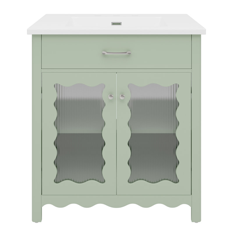 Meuble-lavabo 31 po avec comptoir en céramique, Vert