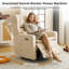 Fauteuil inclinable pivotant Veya surdimensionné, fauteuil à bascule extra large de 66 cm (26 po) pour chambre d'enfant avec appui-tête réglable, fauteuil inclinable électrique en chenille avec double coussin et porte-gobelet, beige-361874843