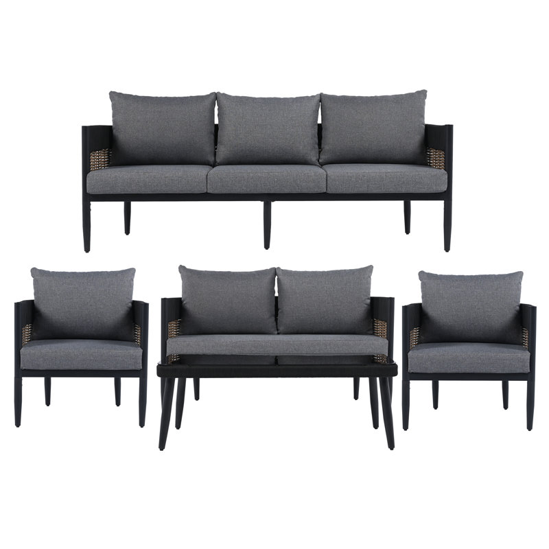Corrente 5 Piece Outdoor Conversation Set, Gray