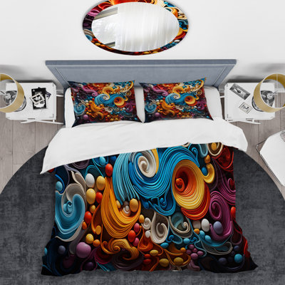 Opt Art Vibrant Illusions I - Op Art Duvet Cover Set - Microfiber Polyester