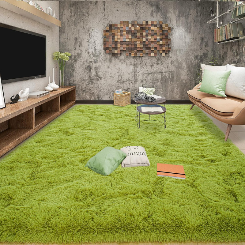 Solid Colour Shag Area Rug, Rectangle 153 x 244 cm