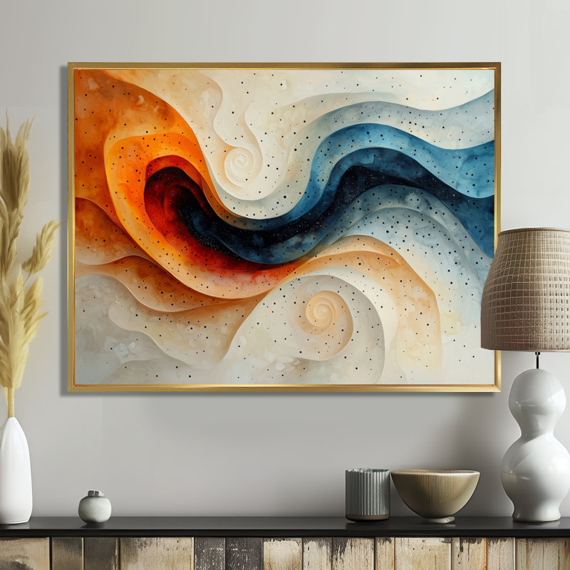 Marquart - Abstract Large Wall Art, H 34 po x l 44 po, Cadre flottant, Doré