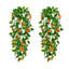 2 plantes suspendues artificielles, fausses plantes suspendues vignes Pothos avec fleurs oranges pour un décor intérieur et extérieur (sans paniers)-129059706