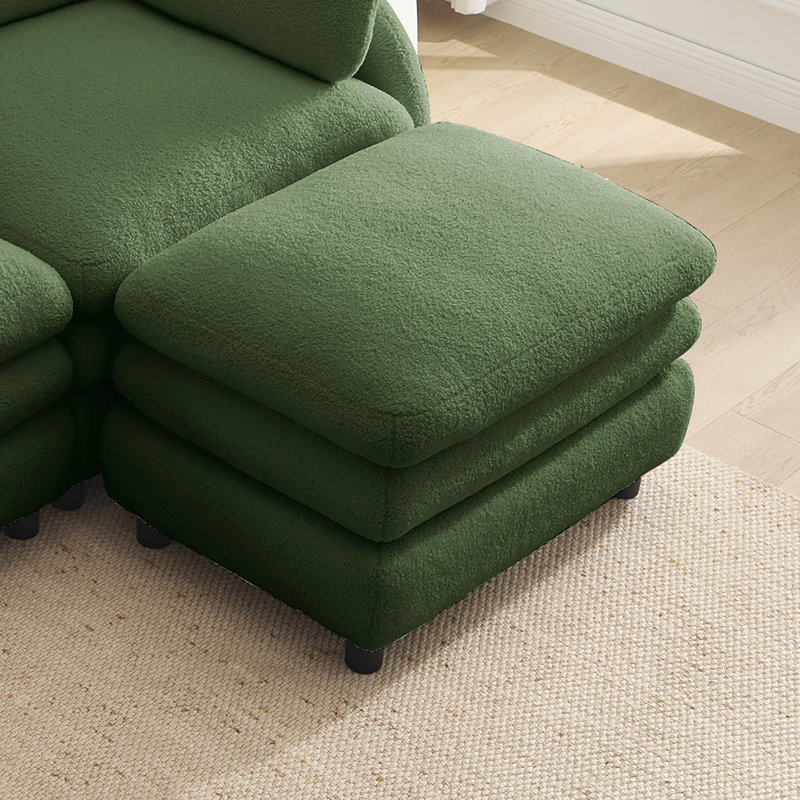 Repose-pieds en tissu Teddy, Vert