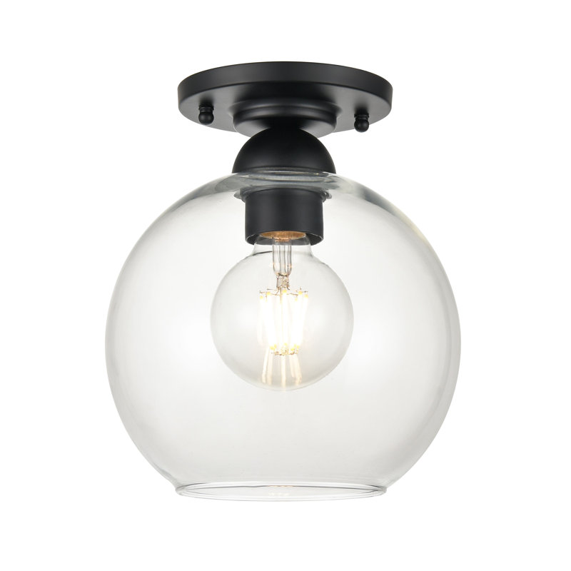 Plafonnier semi-encastré 1 lumière de large 7,75 po Soren - Noir mat, Noir, Oui