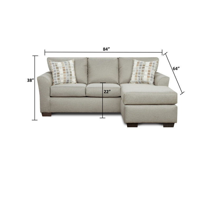 84" Wide Cotton Reversible Sofa & Chaise, Beige