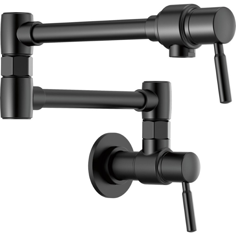Euro Linear Wall Mount Pot Filler, Matte Black