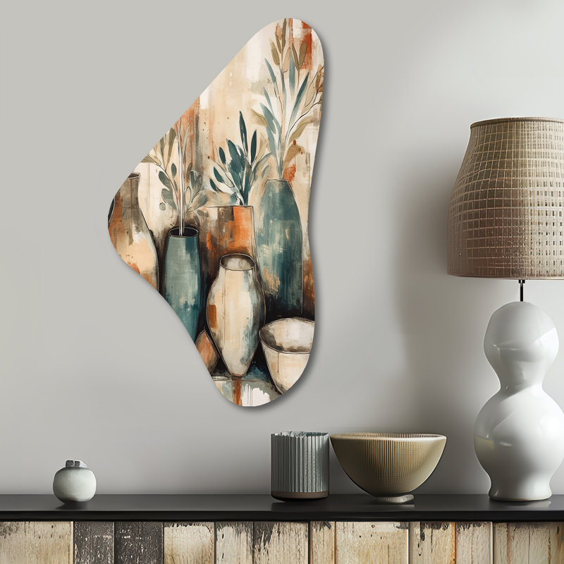 Geissler - Boho Feather, art mural en métal de forme unique, impression asymétrique traditionnelle, H 31 po x l 17 po