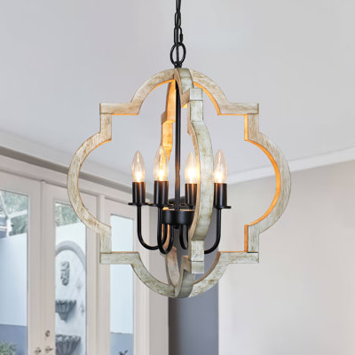 19.49” 4 - Light Candle Style Lantern Geometric Chandelier