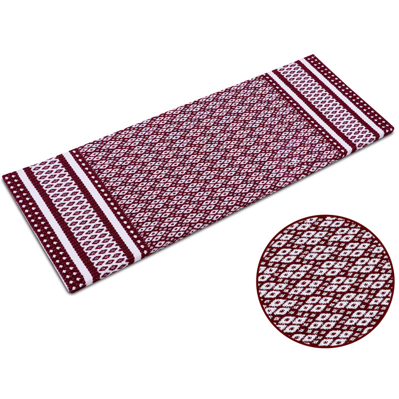 Jorleny Geometric Anti-Fatigue Non-Skid Kitchen Mat, Burgundy