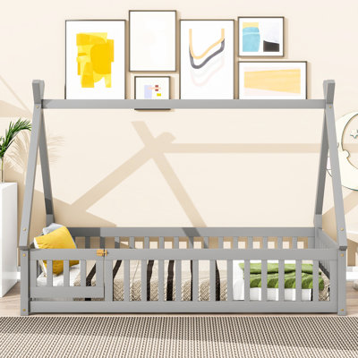 White Full Bed With Slats And Guardrails - For A Cozy Sleep Modern Design