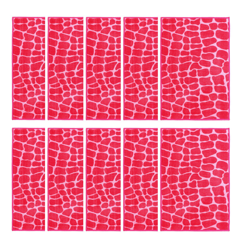 Ensemble de tapis touffetés en nylon rose / blanc Fichter, Rectangle 1 pi 5 po x 2 pi 2 po