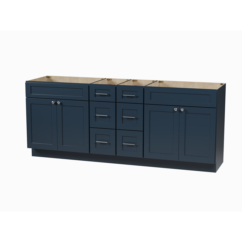 Disar 84" Double Bathroom Vanity Base Only, Blue