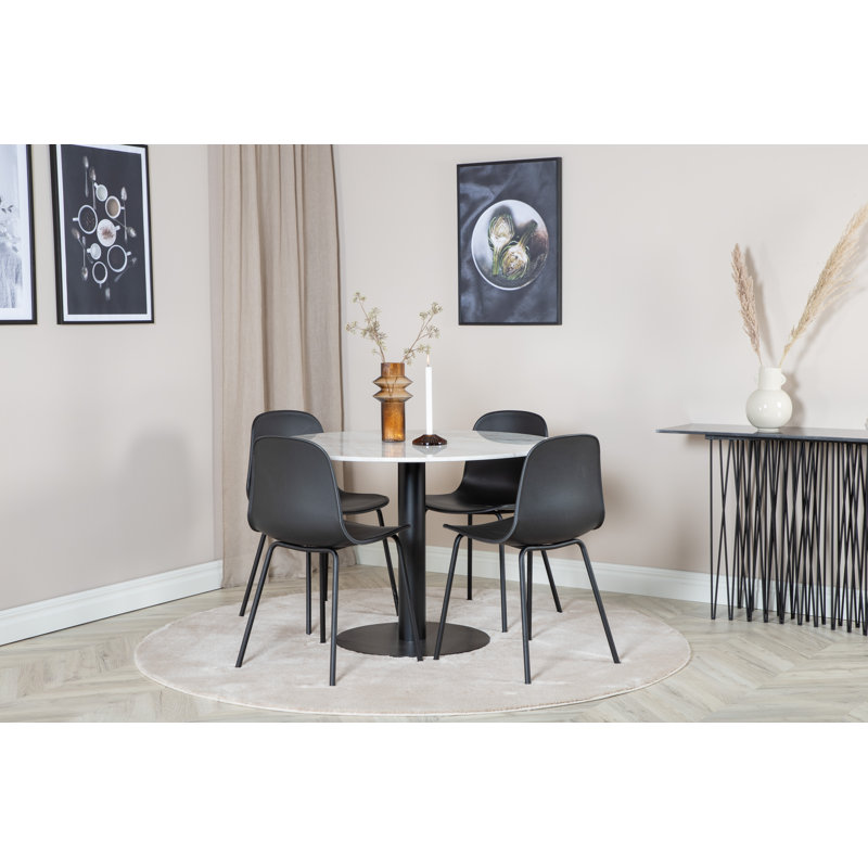 Roth 4 - Person Dining Set, Black, White