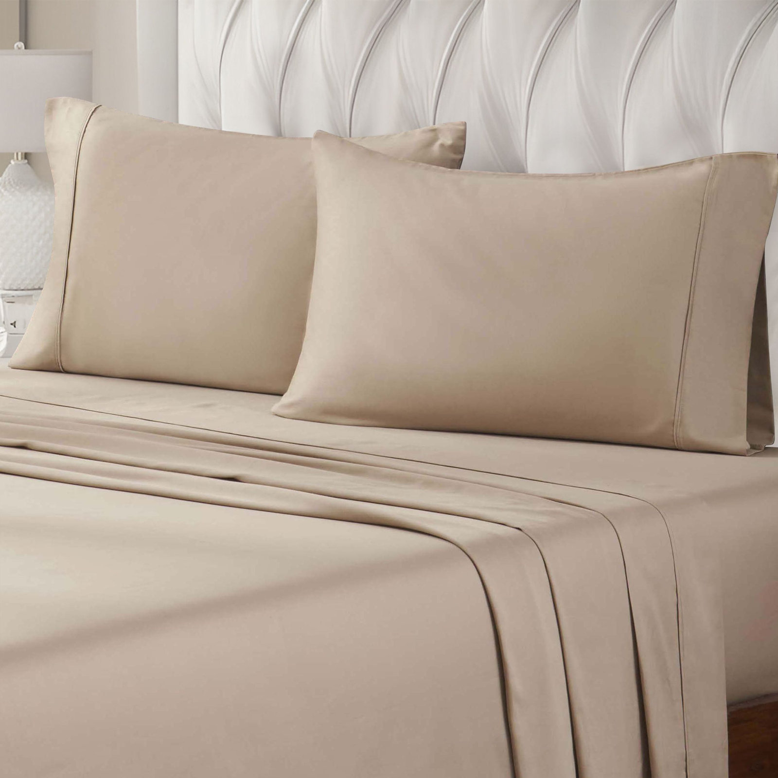 Cassius Egyptian-Quality Cotton 400 Thread Count Solid Luxury Pillowcase, King, Ivory