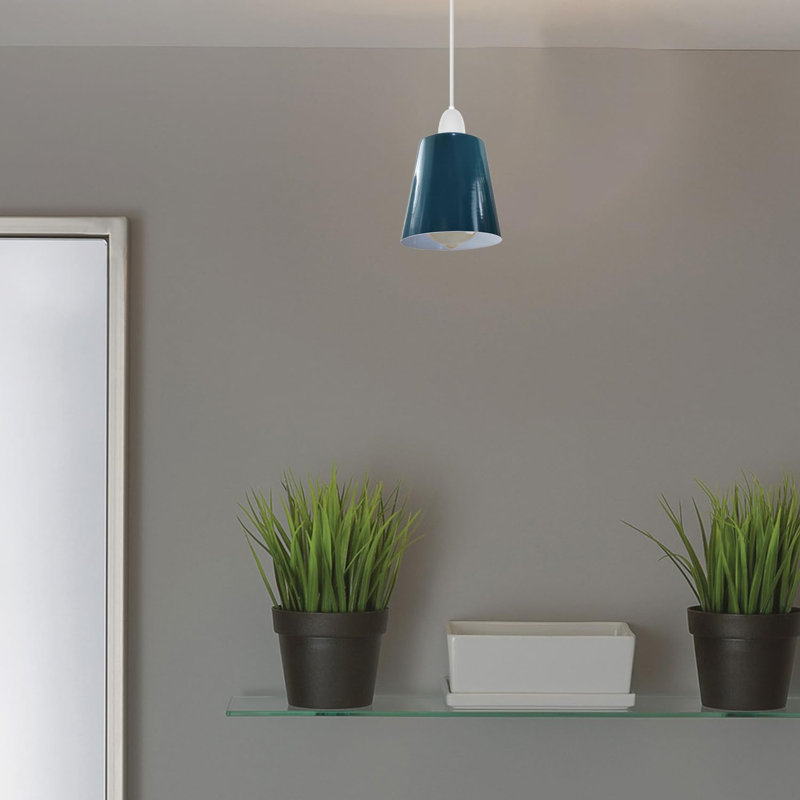 13cm H Metal Lamp Shade, Cyan Blue