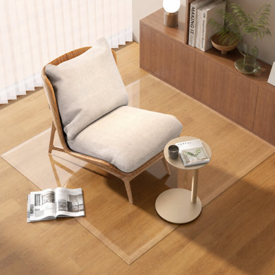 Tempered Glass Chair Mat, Beveled Edge Office Chair Floor Protector for Hardwood Floors, Tile and Low Pile Carpet, Clear Heavy Duty Glass Desk Chair Mat -50 x 44 Inch
