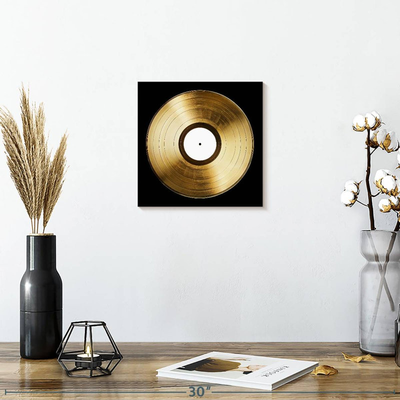 " Gold Vinyl Record ", 10" H x 10" W x 1.25" D