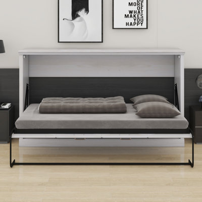 Murphy Bed Folding Into Cabinet, Space Saving Furniture For Multipurpose Guest Room, Home Office