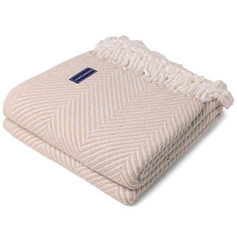 Jeté en coton Coastal Monhegan, Chevron brun clair