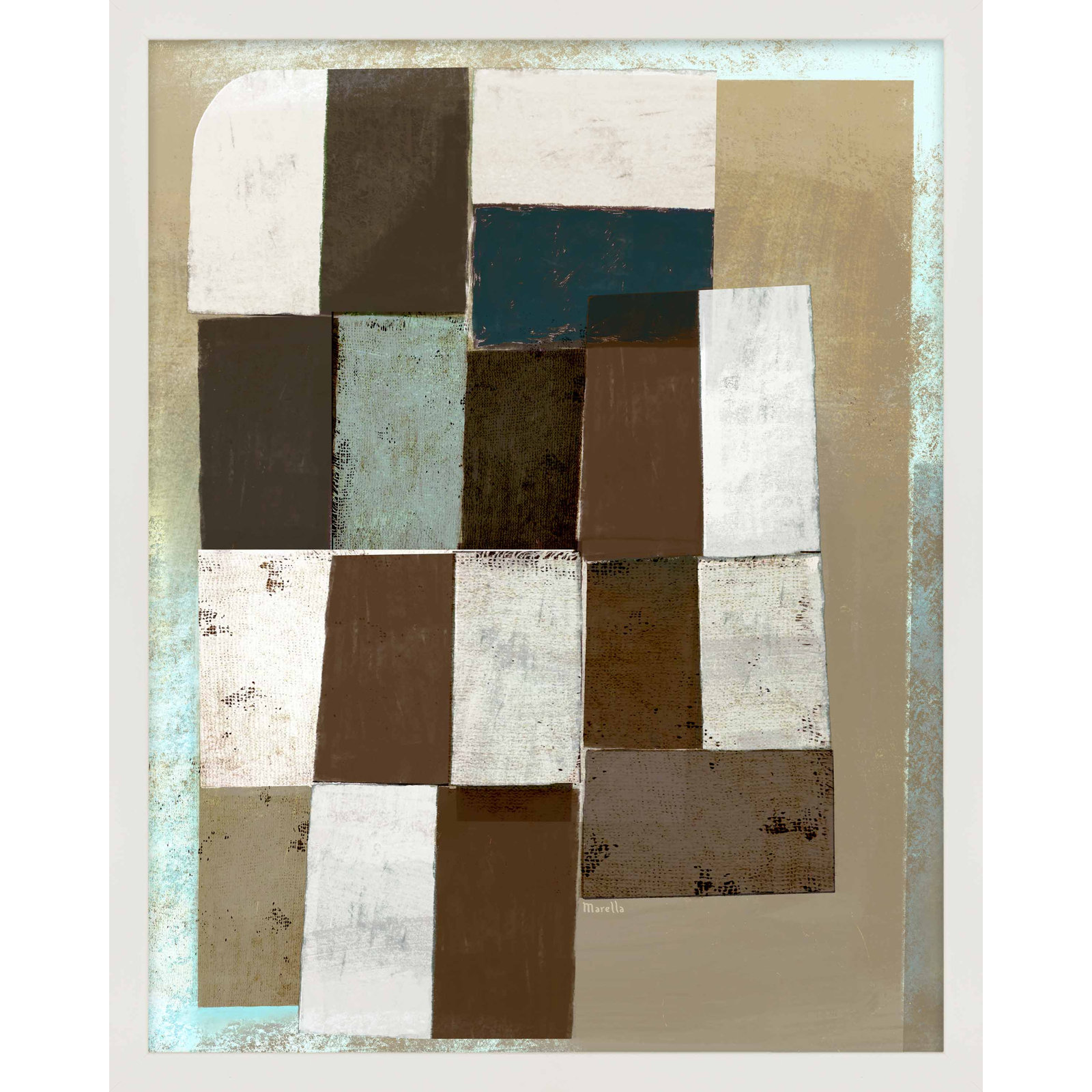 Patchwork 3 by Marco Marella for Studio M - Framed Wall Art, 38" H x 30" W, White, Paper