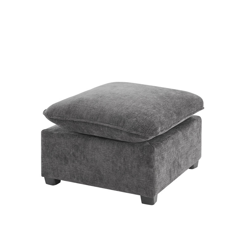 Repose-pieds modulaire 26 po x 26 po, siège large, tissu chenille, canapé modulaire, décoration de salon, Gris