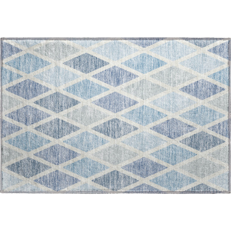 Premium Machine Washable Prisco Sky Rug, Rectangle 1'8" x 2'6"