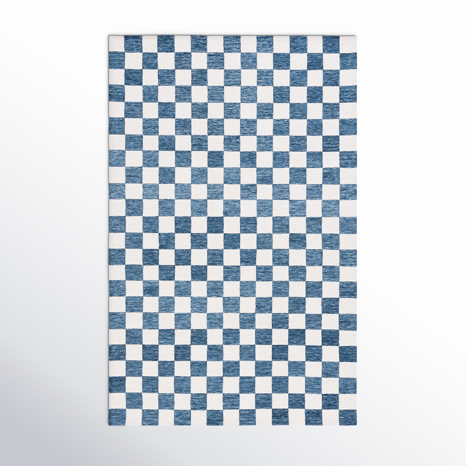 Freemont Blue Ivory Hand-Tufted Checkered Rug, Rectangle 4' x 6'