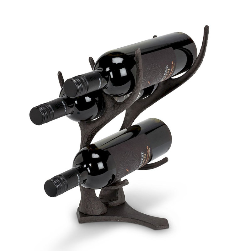 Leming Tabletop Wine Bottle Rack in Dark Brown