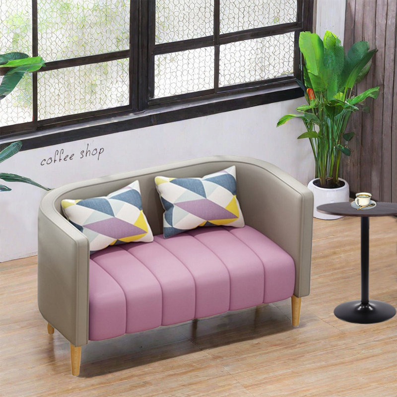 Banc rembourré en similicuir, Grey/Pink