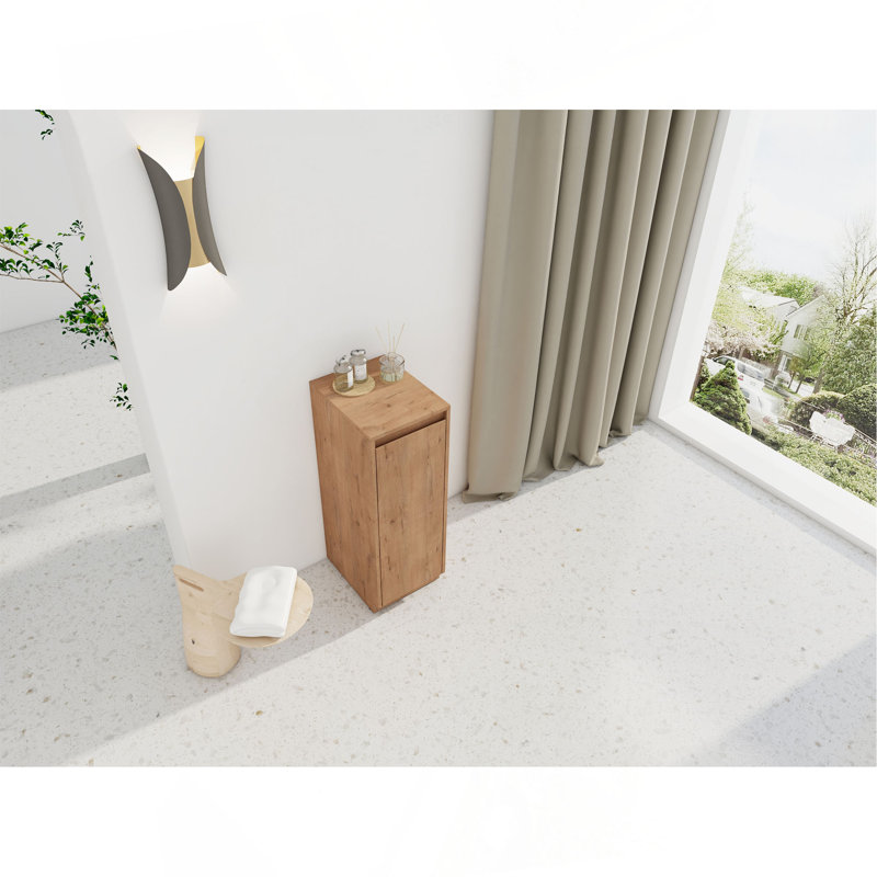 Petite armoire de rangement autoportante 12 po, portes à fermeture douce, imitation chêne