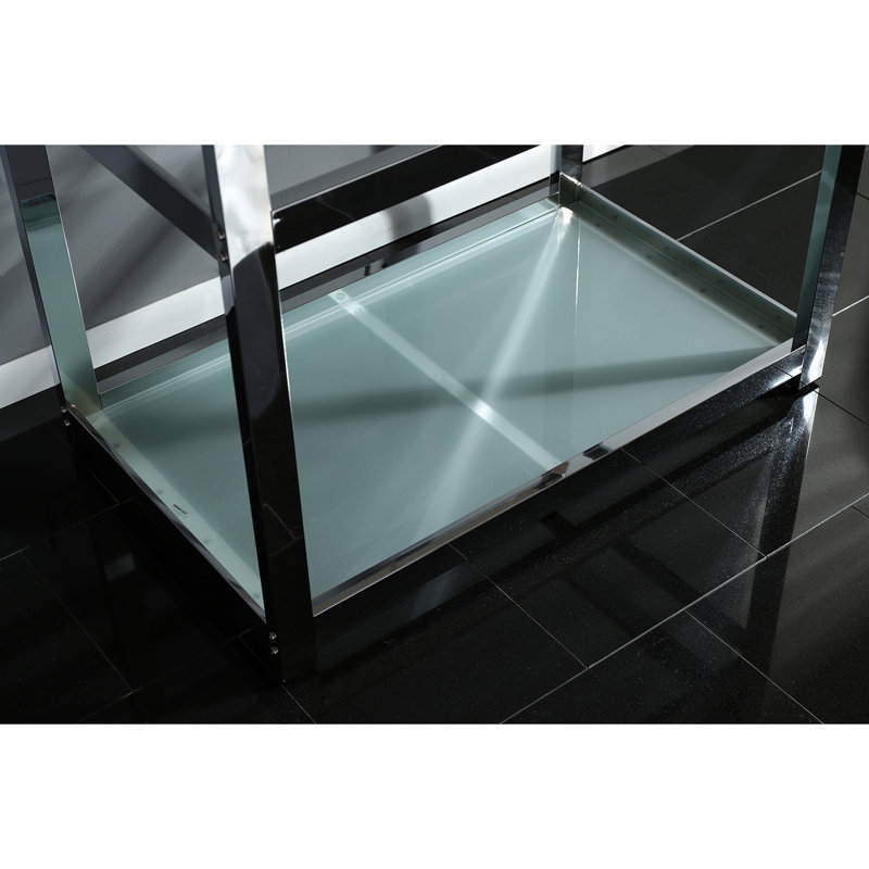 Fauceture Metal Rectangular Console Bathroom Sink, Brushed/Polished Chrome