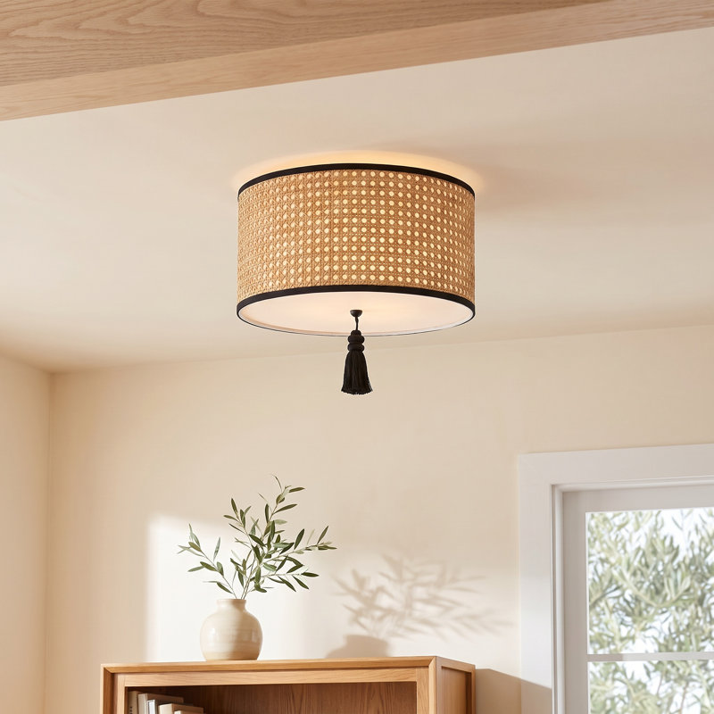 Canela Rattan Flush Mount