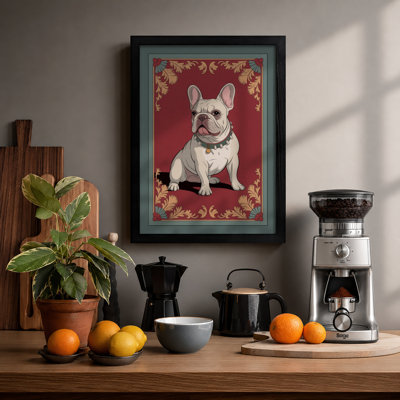 Noble Bulldog Portrait Vintage - Framed Print
