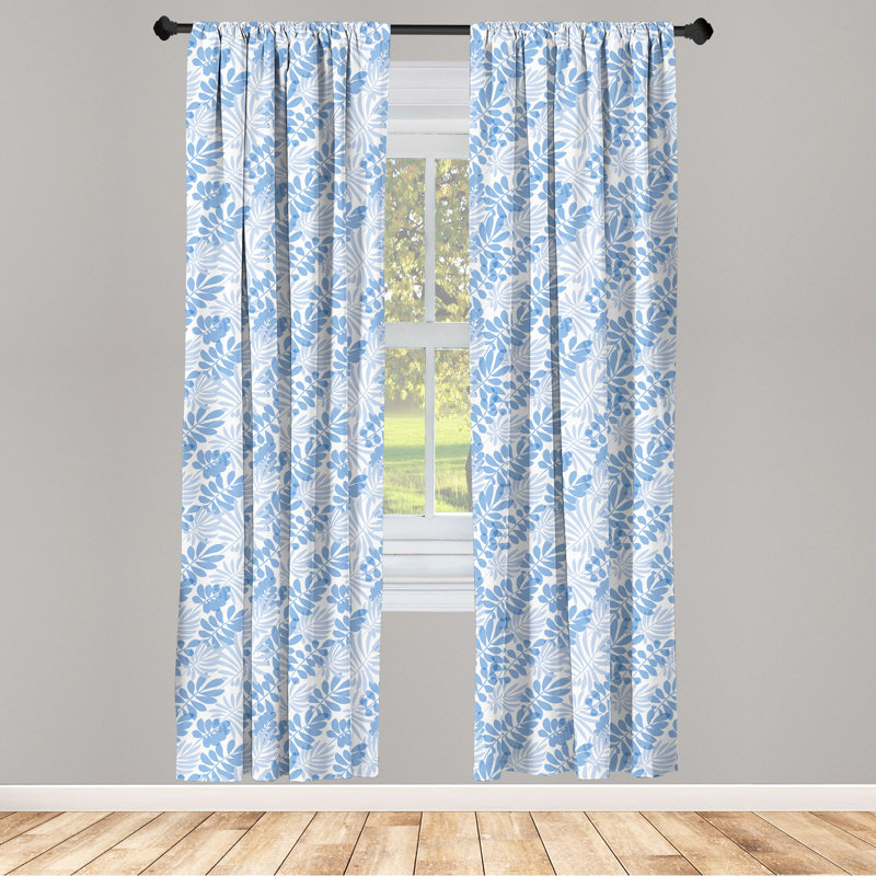 Floral Semi-Sheer Rod Pocket Curtain Panels, 28" x 95"