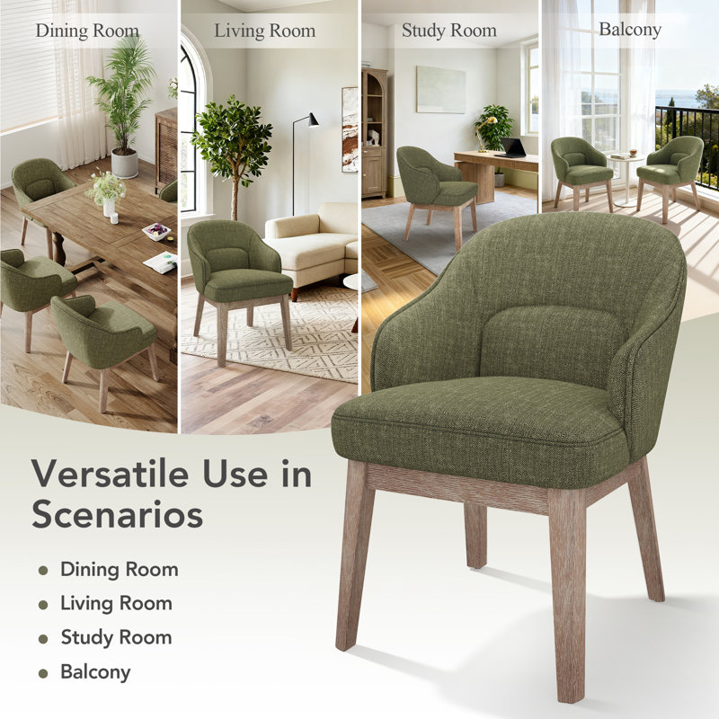 Chaise rembourrée moderne avec pieds en bois, Vert