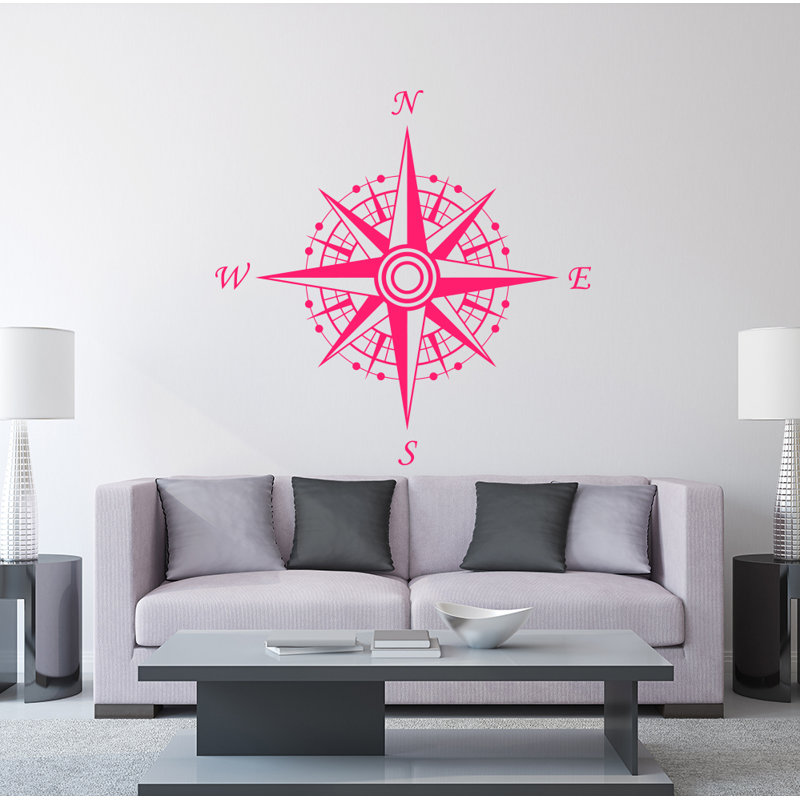 Décalcomanie murale autocollante compass, Rose vif