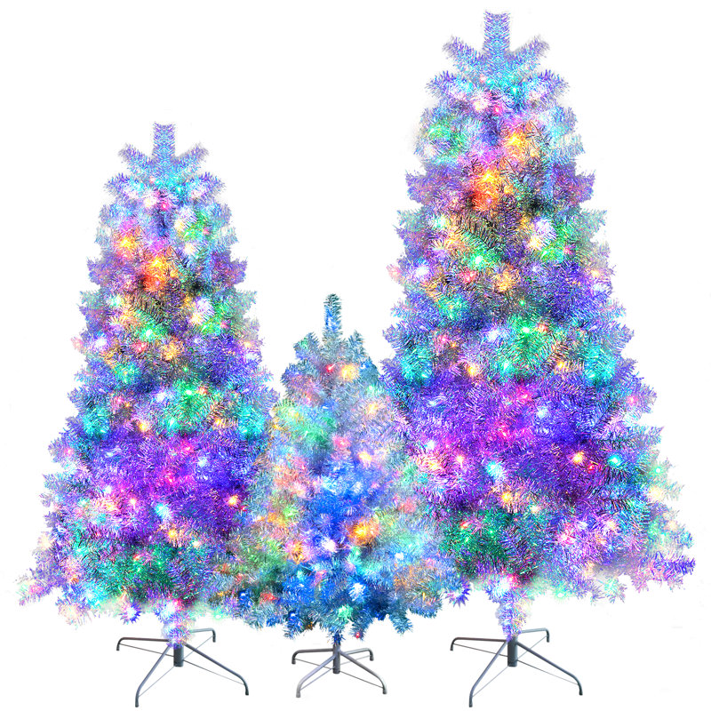 Arbre de Noël artificiel articulé 3 lumières avec lumières DEL 3 pièces