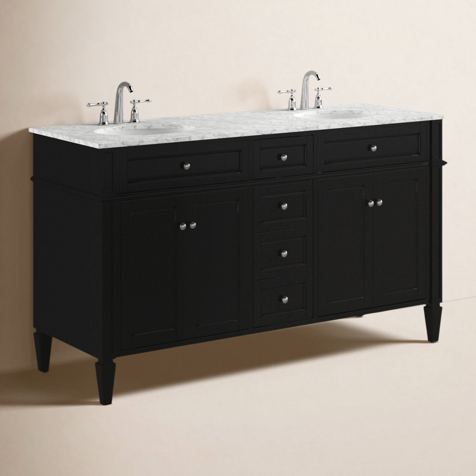 Rivers 60'' Double Bathroom Vanity, Black